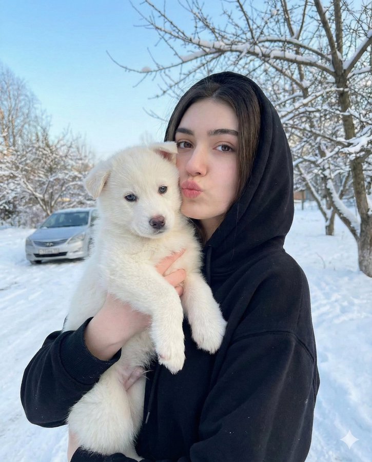 Зимний портрет со щенком — слайд 1